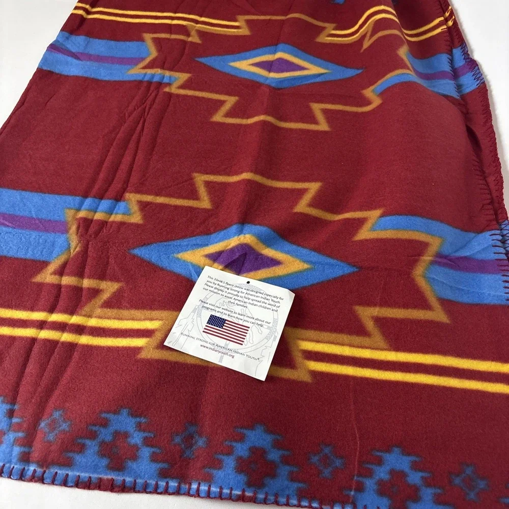 Running Strong for American Indian Youth Fleece Throw Blanket 33x48.5 aztec